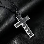 HNSP Stainless Steel Splice Bible Cross Pendant Necklace For Men Religion Christian Jewelry Accessories