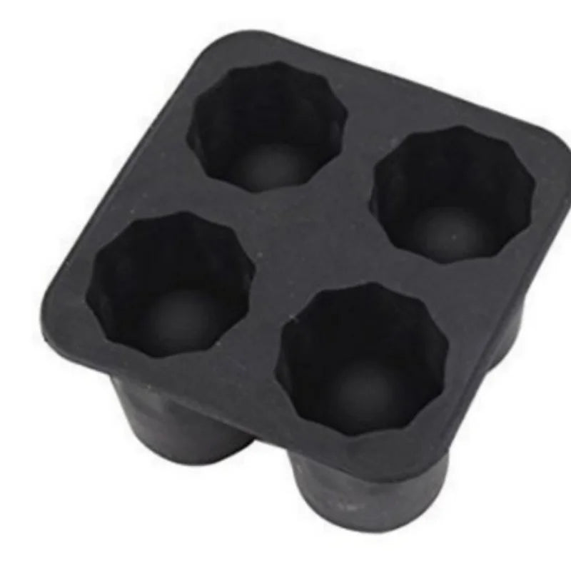 Silicone Ice Cube Mold Four Hole Press Ice Block Maker Creative Round Cup Shape Ice Molds for Whiskey Beer Bar Kitchen