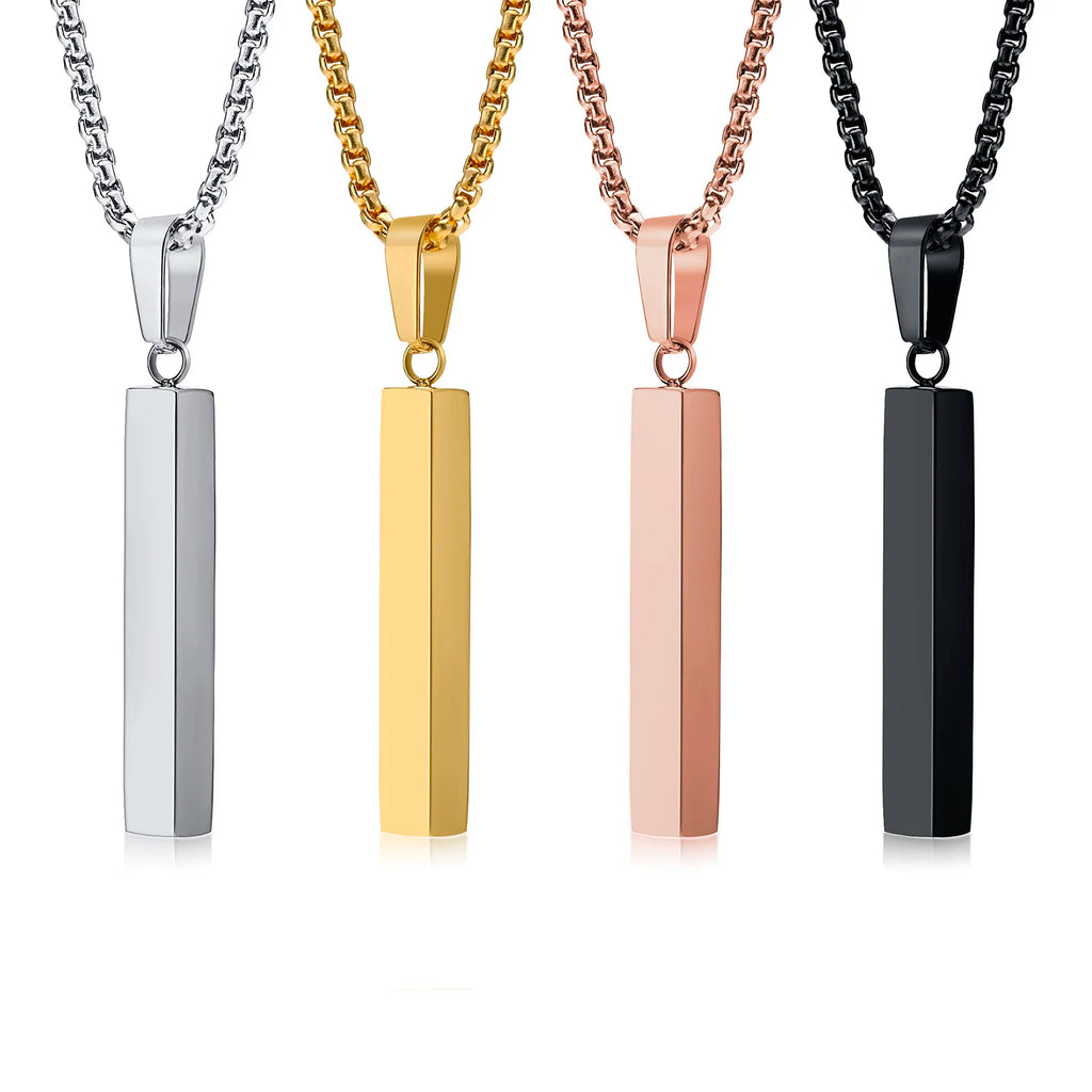 Rectangle Bar Pendant Necklace — Stainless
