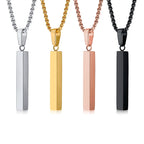 Rectangle Bar Pendant Necklace — Stainless
