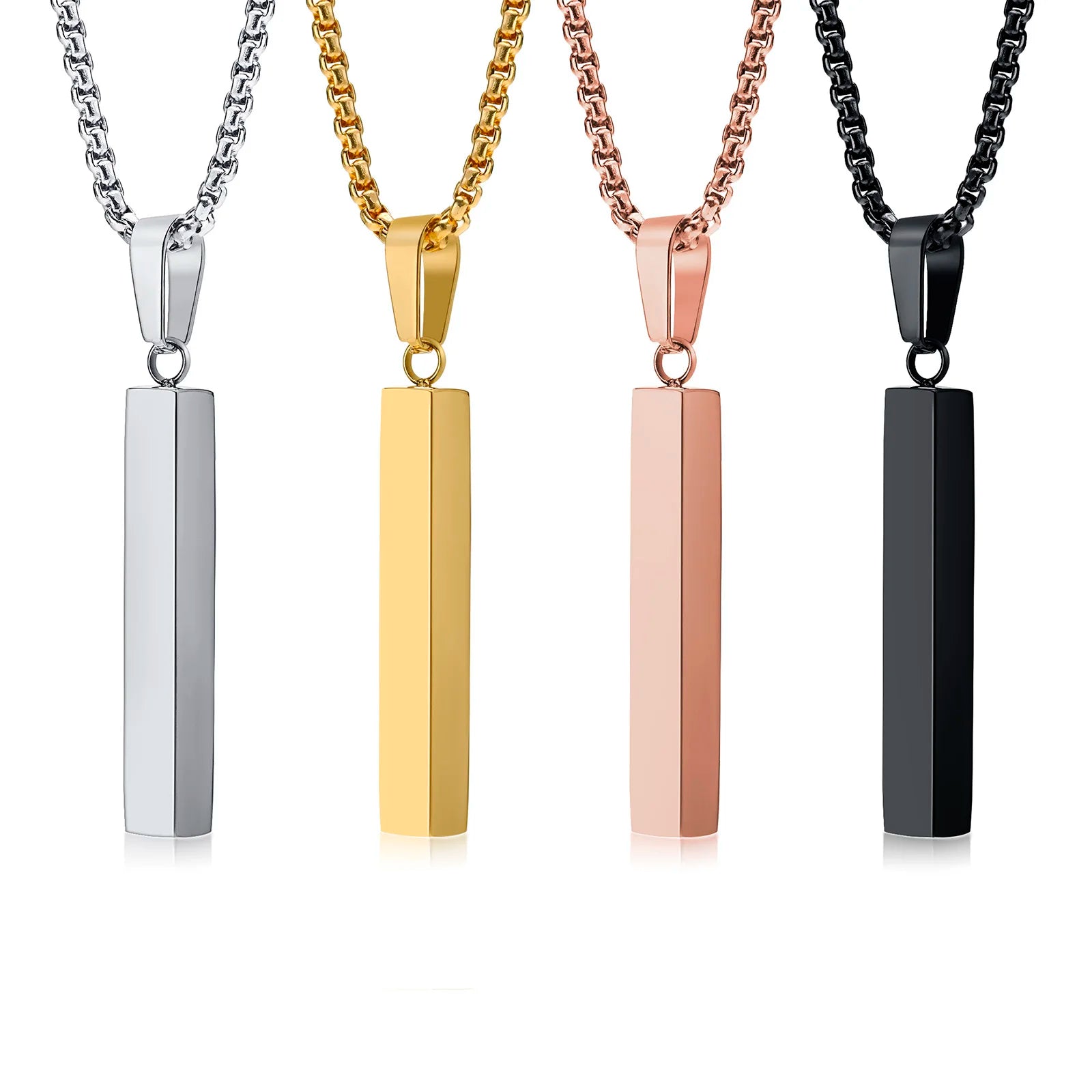 Rectangle Bar Pendant Necklace — Stainless