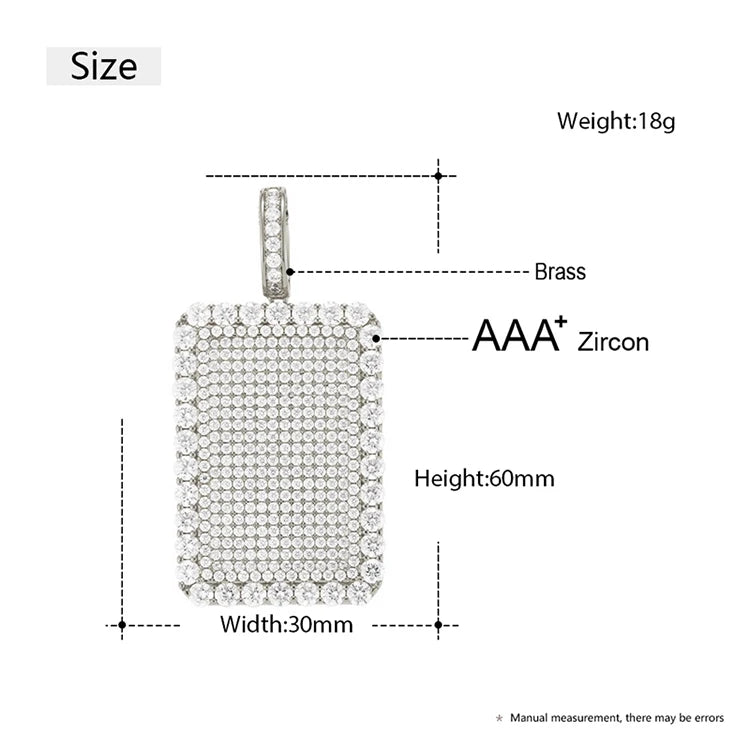 Trendy Round Zircon Copper Pendant Necklace for Men Fine Hip Hop Jewelry Pendant with Rope Chains
