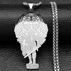 Archangel Michael Chain Necklace — Gold-Tone Metal
