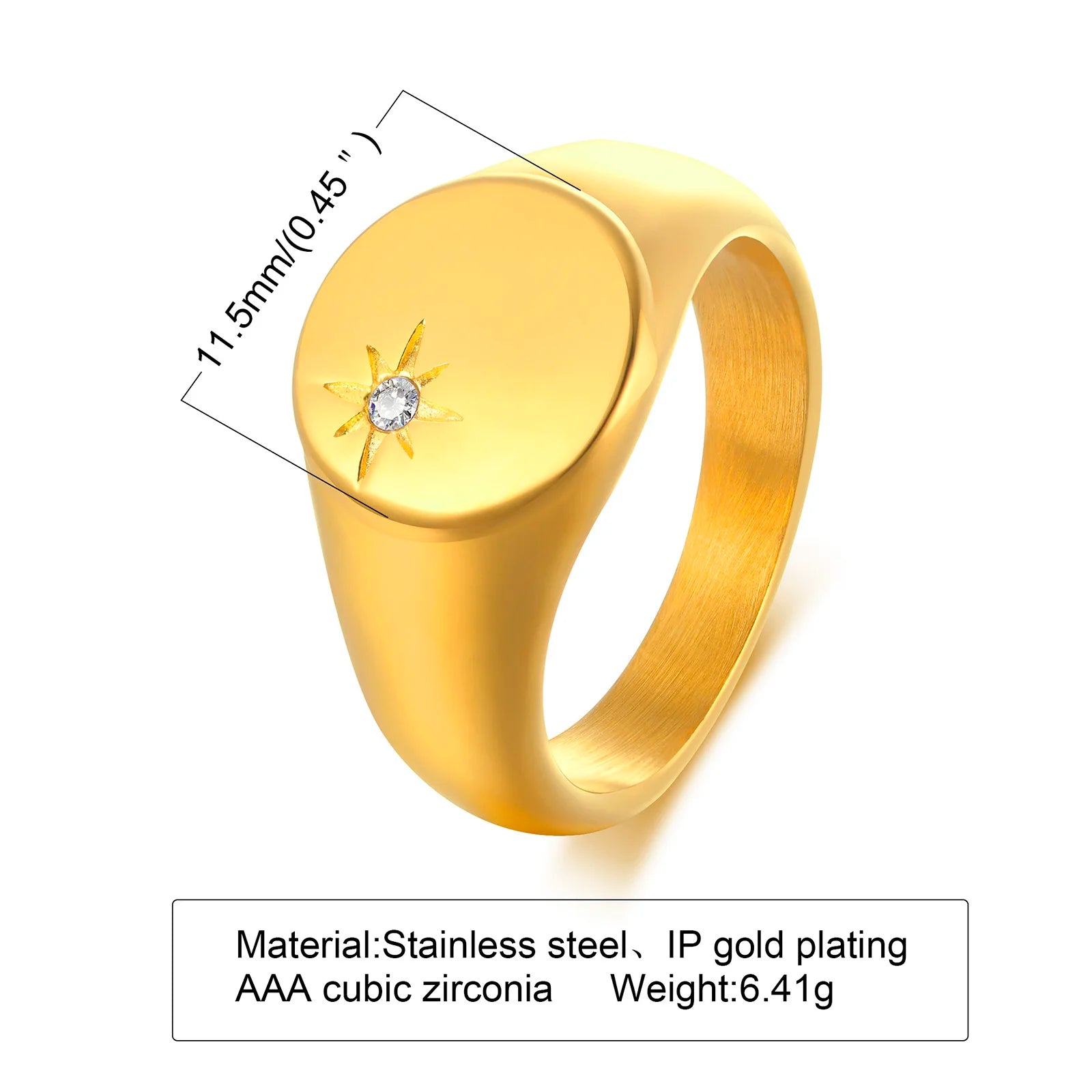 CZ North Star Signet Ring — Stainless Steel