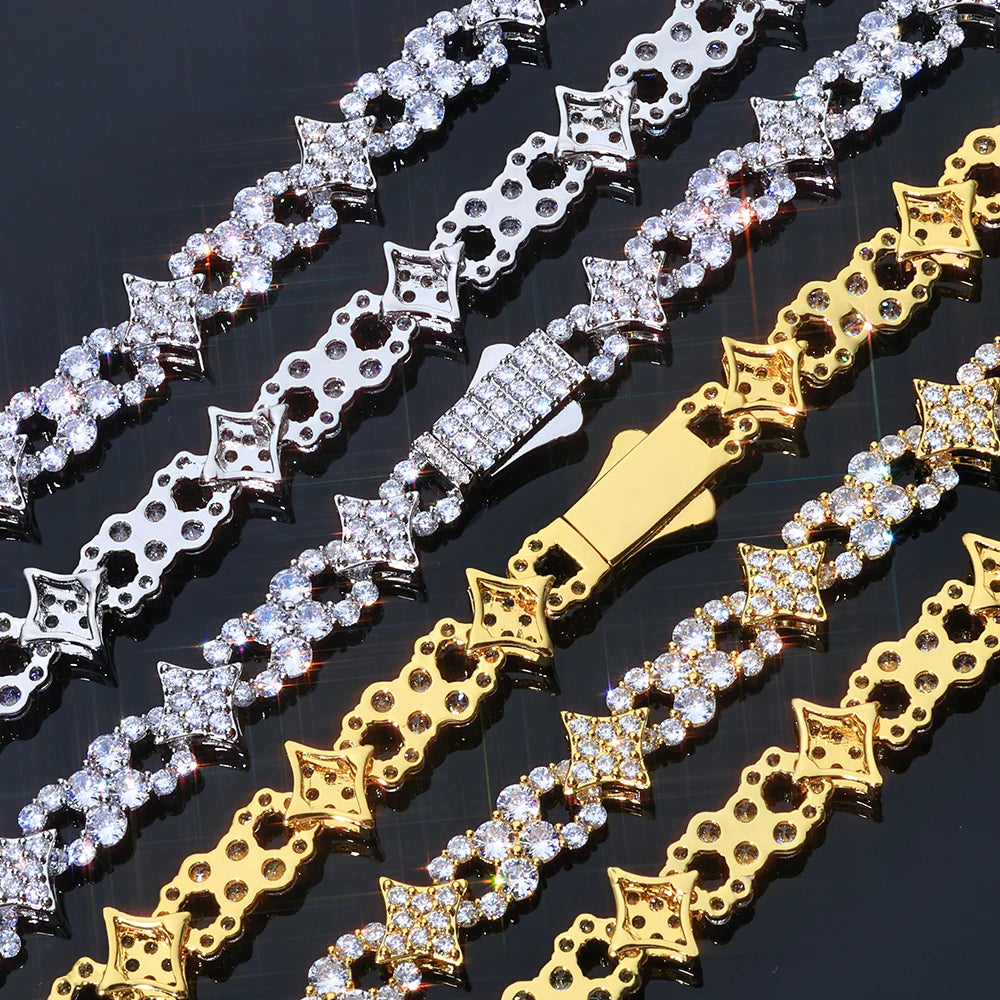 Iced Out Star Chain Necklace Four-Pointed Zircon