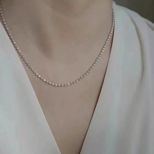 2mm Iced Out Silver Ball Bead Chain Necklace