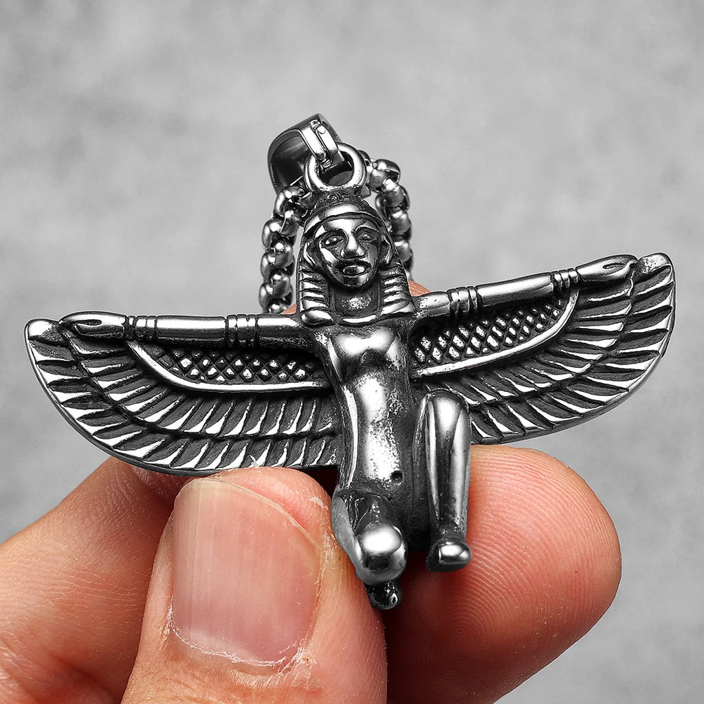 Eagle Wings Pharaoh Pendant Necklace Stainless Steel