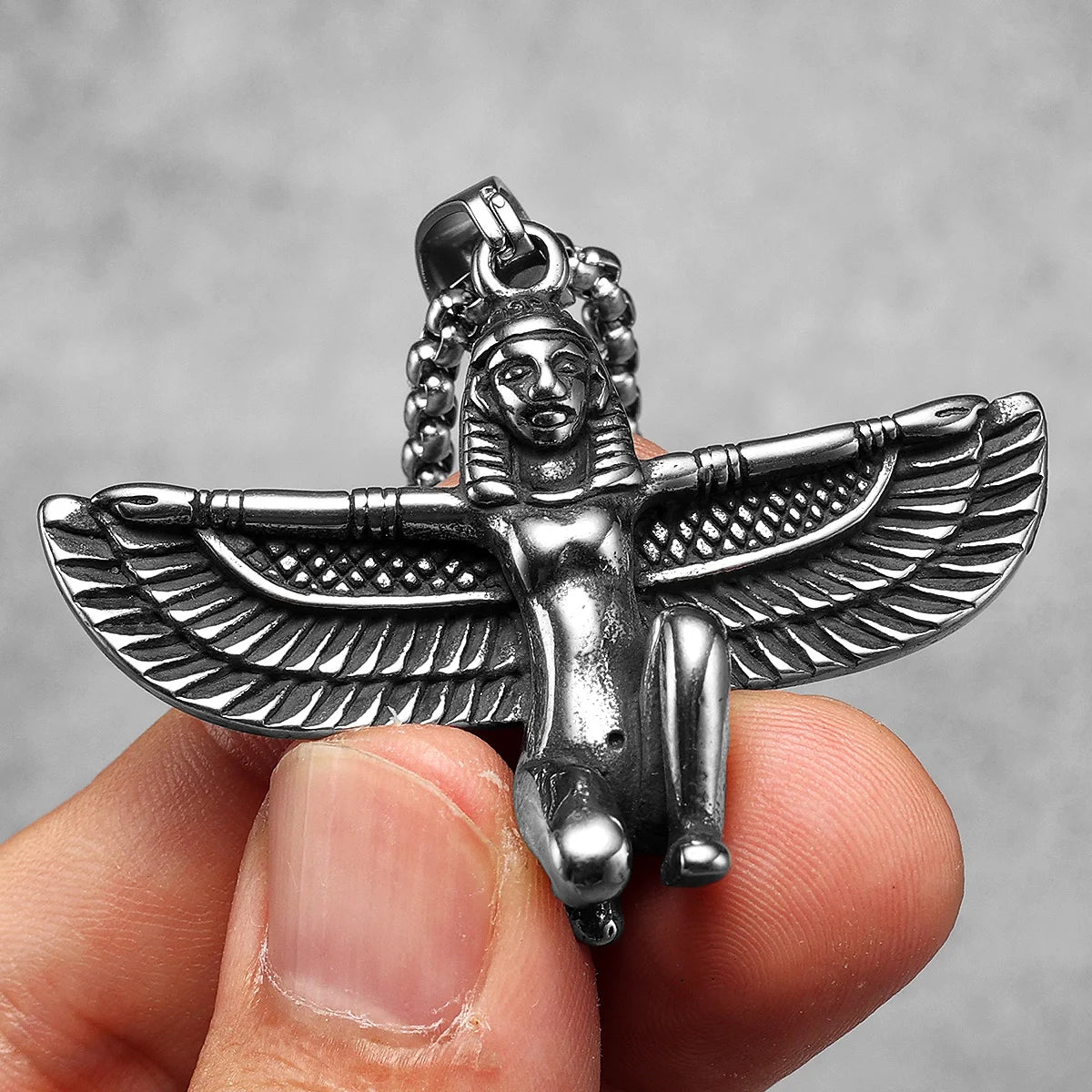 Eagle Wings Pharaoh Pendant Necklace Stainless Steel
