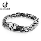 Fongten 22.5cm Bracelet For Men Stainless Steel Cross Cuban Chain Male Bangle Bracelets Brushed Shiny Multiple Color