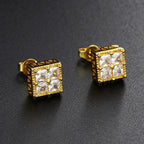 Gold Iced Out Stud Earring Statement Crystal