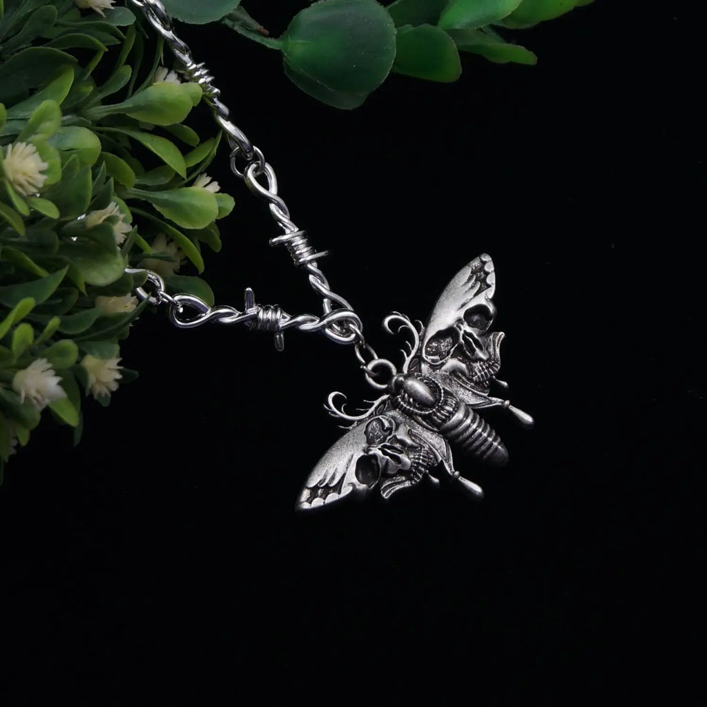 Gothic Death Moth Pendant Necklace
