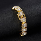 Iced Out Square Cluster Tennis Chain Bracelet 12mm — Two-Tone