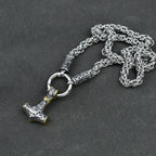 Viking amulet Jewelry Nordic viking rune with thor hammer pendant necklace with stainless steel -king chain