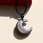 Lucky Crescent Moon Crystal Necklace Natural Stone Pendant Black Obsidian Opal Rope Wrap Necklace Adjustable