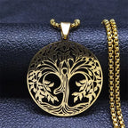 Tree of Life Black Chain Necklace — Stainless Steel