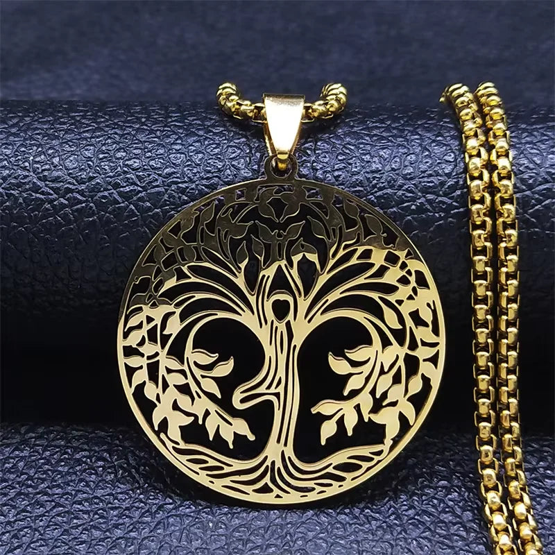 Tree of Life Black Chain Necklace — Stainless Steel