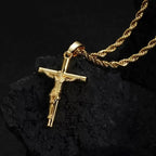 Luxury 24K 9999 Pure Gold real gold Cross Pendant Necklace Men's Necklace