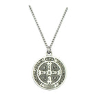 Saint Medal & Jesus Cross Pendant Necklace — Stainless Steel