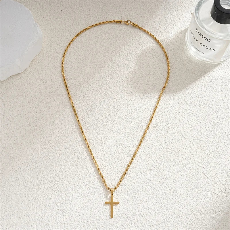 Twisted Cross Pendant Necklace — Silver