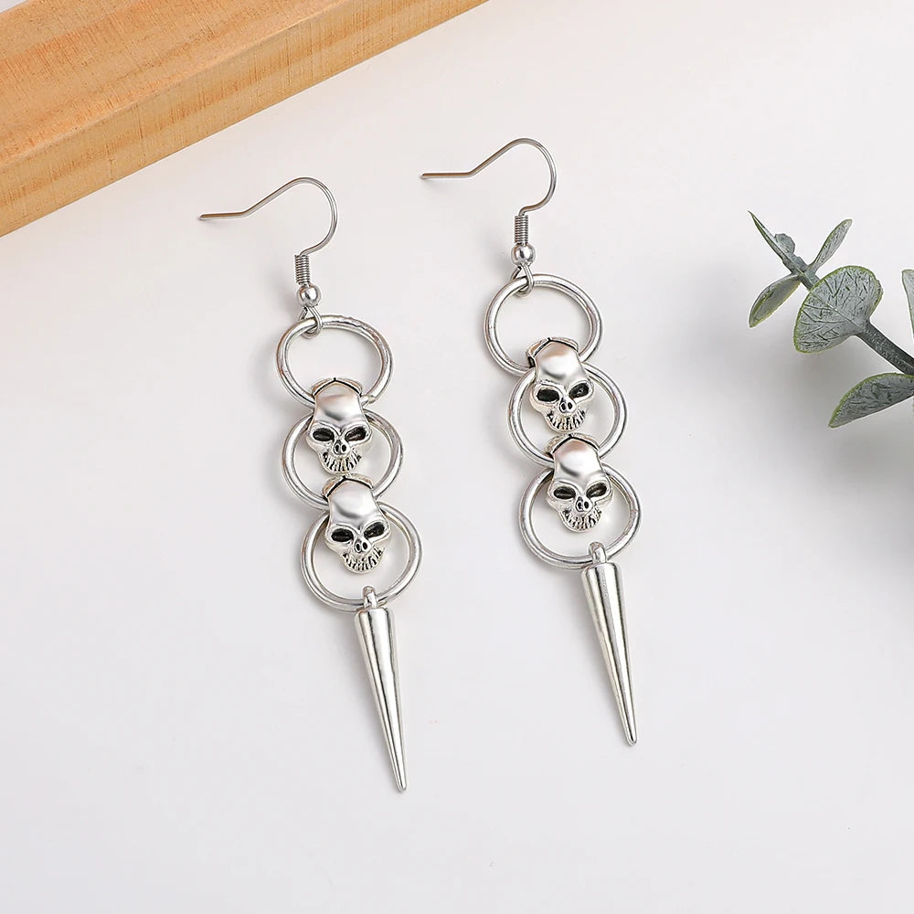 Gothic Skull Spike Heart Star Dangle Drop Earrings Halloween