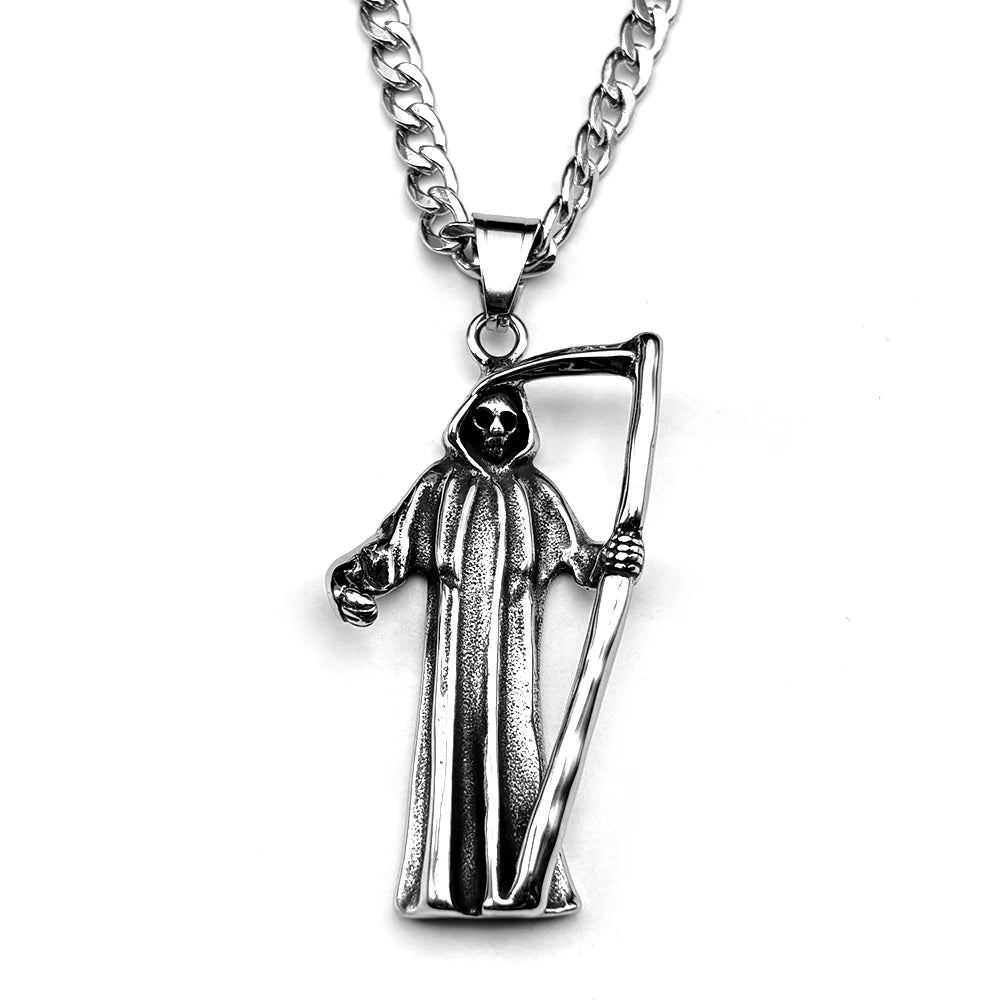 Antique Grim Reaper Death Pendant — Stainless Steel