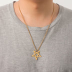 VASSAGO Stainless Steel Inverted Pentacle Necklace Gothic Pentagram Pendant Occult Amulet Witchcraft Satanic Jewelry