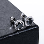 Iced Out Black Diamond Earrings — 925 Silver