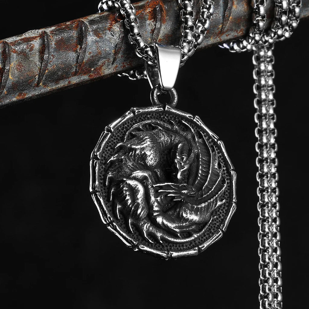 Dragon Shield Lightning Men Necklace Stainless Steel Pendant Chain Women Punk Fashion Jewelry New In Accessories Gifts