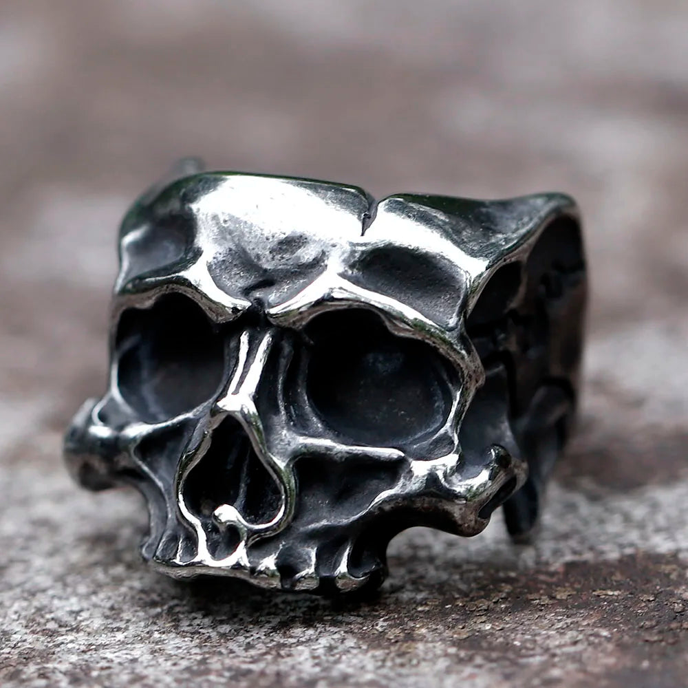 NEW Men's 316L stainless-steel rings retro Motorcyclist skull RING for teens gothic punk Jewelry Gift free shipping