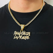 Iced Out Letter Pendant Necklace 4MM Chain