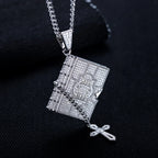 Iced Out Bible Cross Pendant — 925 Silver