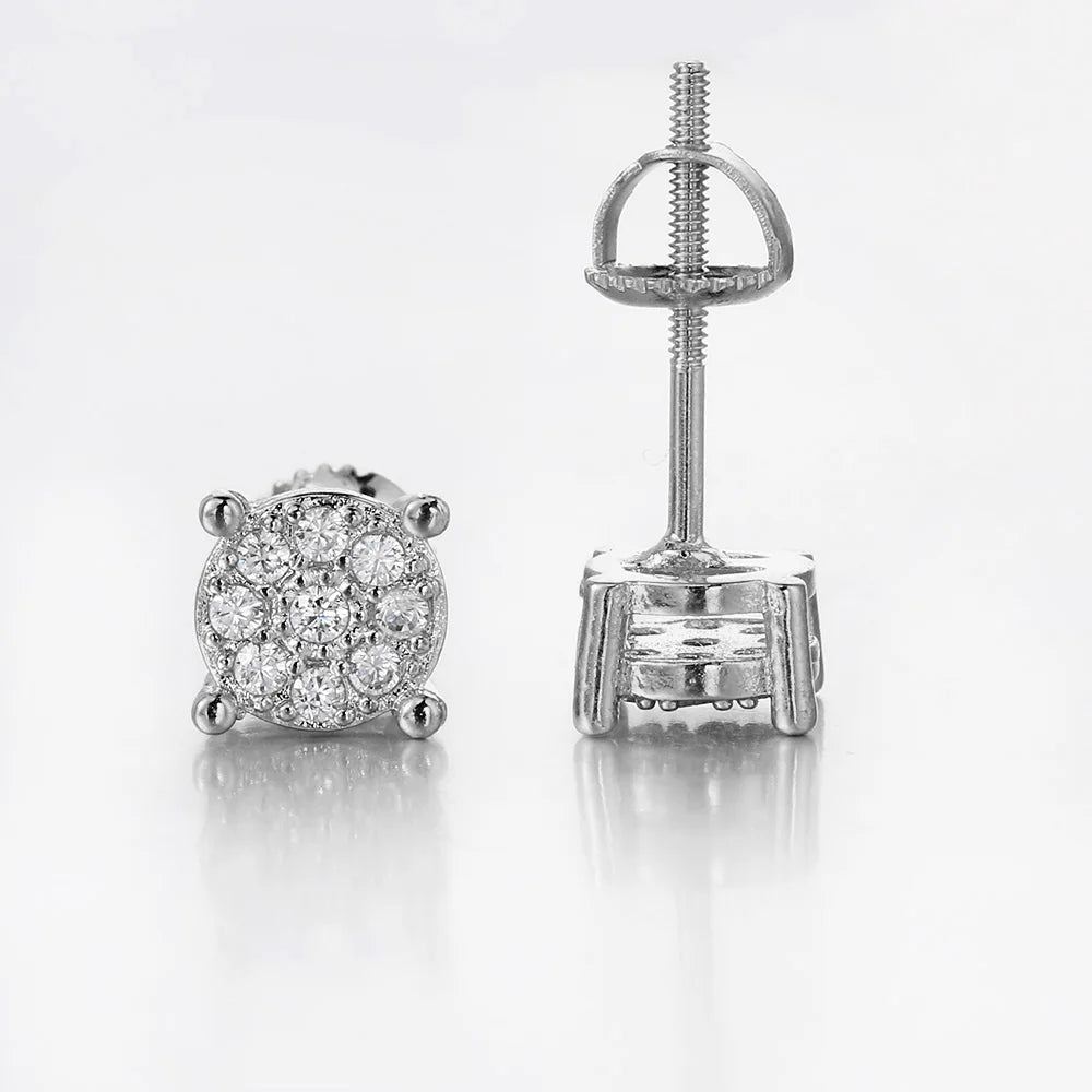Iced Out Round Zircon Earrings — Gold
