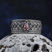 316L Stainless Steel Viking Knot Ring With Red Men Vintage Nordic Viking Totem Odin Men Rings Jewelry Party Gift