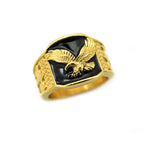 Gold Eagle Ring Classic Statement Band — Stainless Steel
