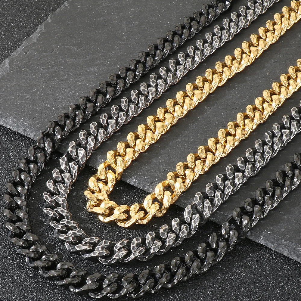 60CM Long 13MM Wide Choker Necklace Man Men's Solid Stainless Steel Curb Cuban Link Chain Necklaces for Men Male