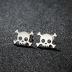 Hollow Mini Skull Stud Earrings for Men — Stainless Steel