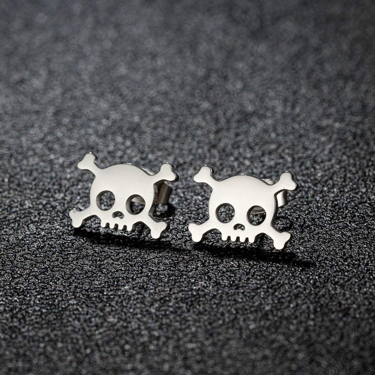 Hollow Mini Skull Stud Earrings for Men — Stainless Steel