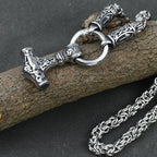 Viking amulet Jewelry Nordic viking rune with thor hammer pendant necklace with stainless steel -king chain