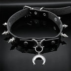 Moon Crescent Black Pendant Necklace — Stainless Steel