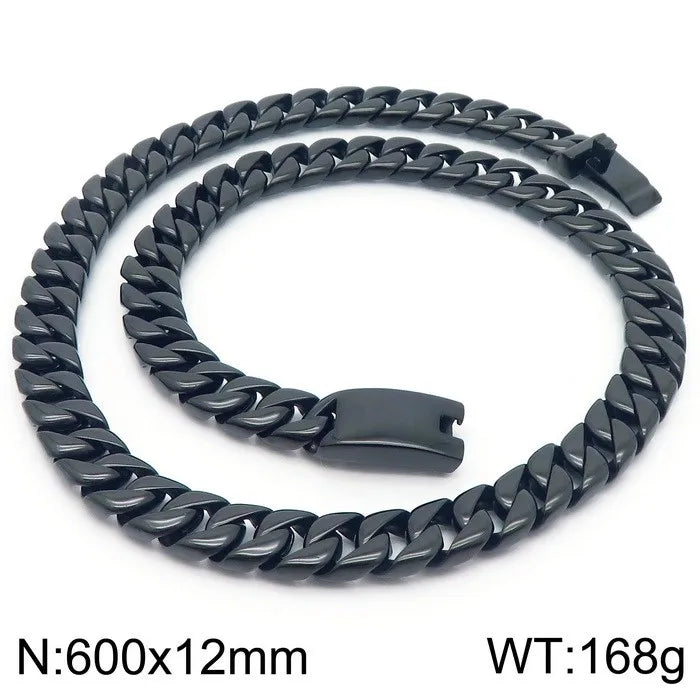 High Polished Stainless Steel Jewelry Accessories 12MM Wide Men Cuban Chains Necklaces Choker Neck Necklace For Man