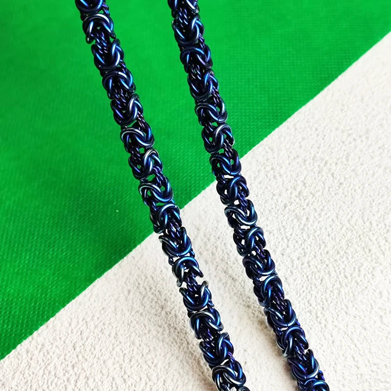 Hypoallergenic Titanium Necklace for Men - 9mm Interlocking Rings Chain Handcrafted Skin-Friendly Jewelry Lightweight Daily Wear