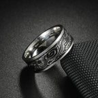 Viking Celtic Knot & Sea Wave Band Ring for Men — Stainless Steel