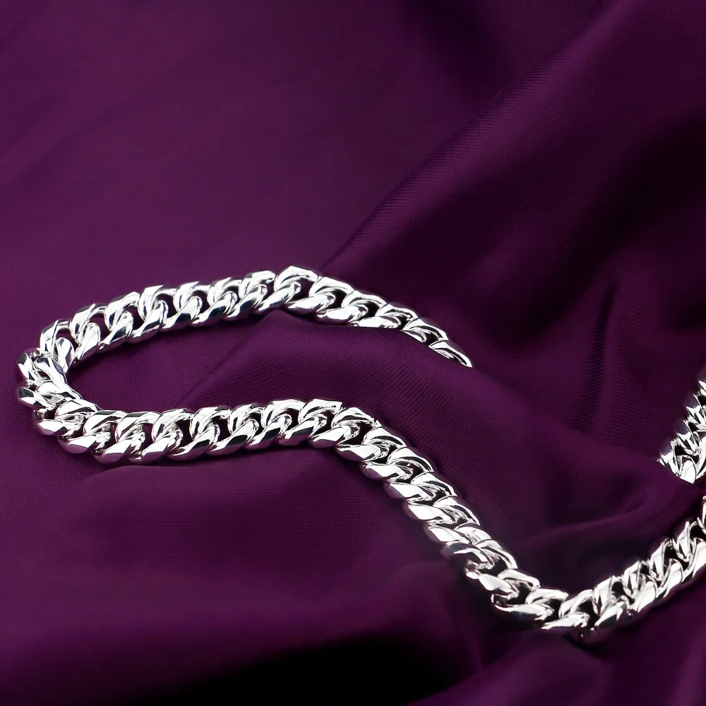 Miami Cuban Link Chain Necklace — Silver-Tone 8mm