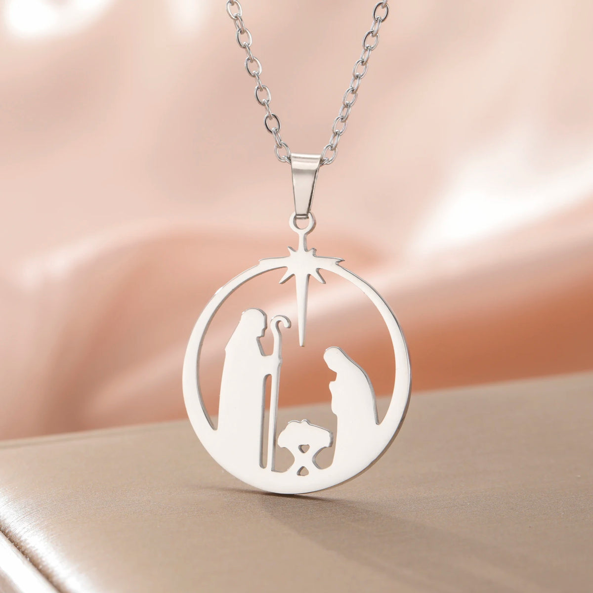 Angel Star Prayer Talisman Pendant Necklace — Stainless Steel