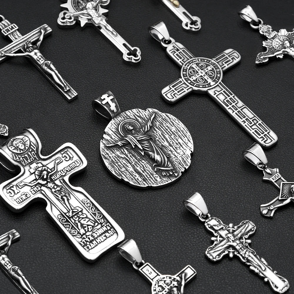 Vintage Jesus Cross Pendant — 316L Stainless Steel