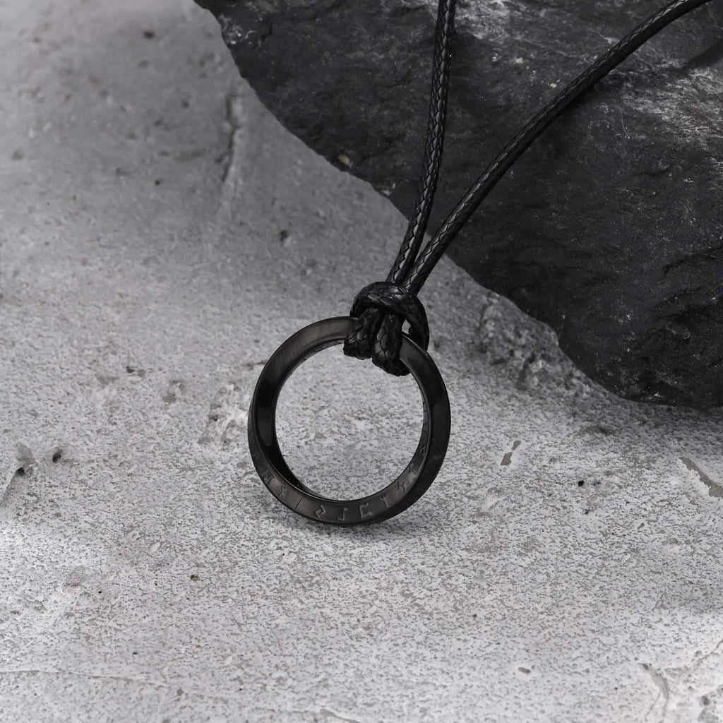 Vnox Retro Niche Viking Mobius Necklaces For Men Stainless Steel Round Pendant With 60cm Rope/Metal Chain Four Color