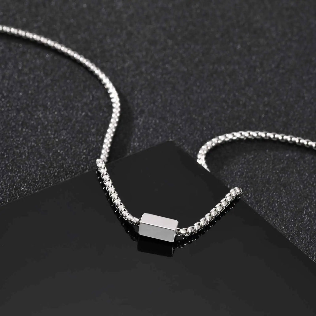 Letter Box Chain Pendant Necklace — Stainless Steel