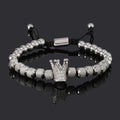 Luxury Stainless Steel Beads Royal Gold Crown Charm Man Bracelet Handmade Women Jewelry Gift