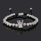 Luxury Stainless Steel Beads Royal Gold Crown Charm Man Bracelet Handmade Women Jewelry Gift