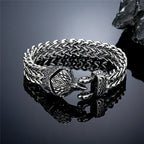 Retro Vikings Bear Norse Wolf Bracelets Men Punk Stainless Steel Mesh Chain Snake Eagle Animal Biker Wristband